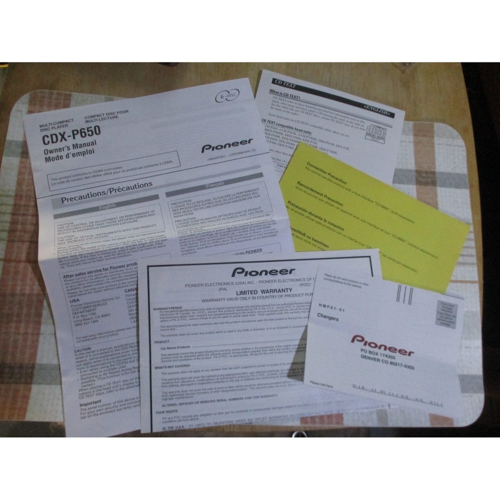 Pioneer CDX_P650 Owner's Manual